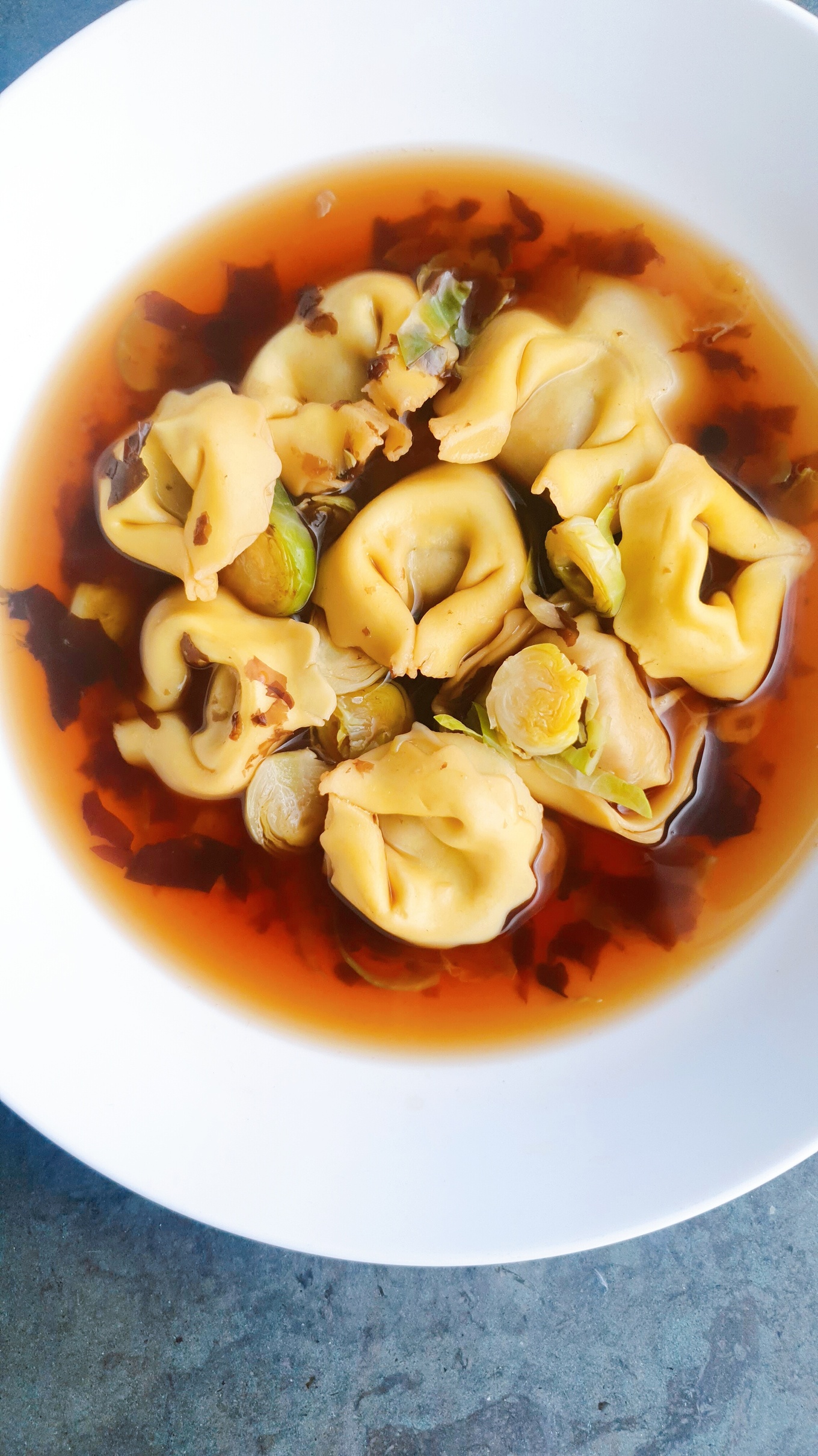 zeewierbouillon kaas tortellini soep recept