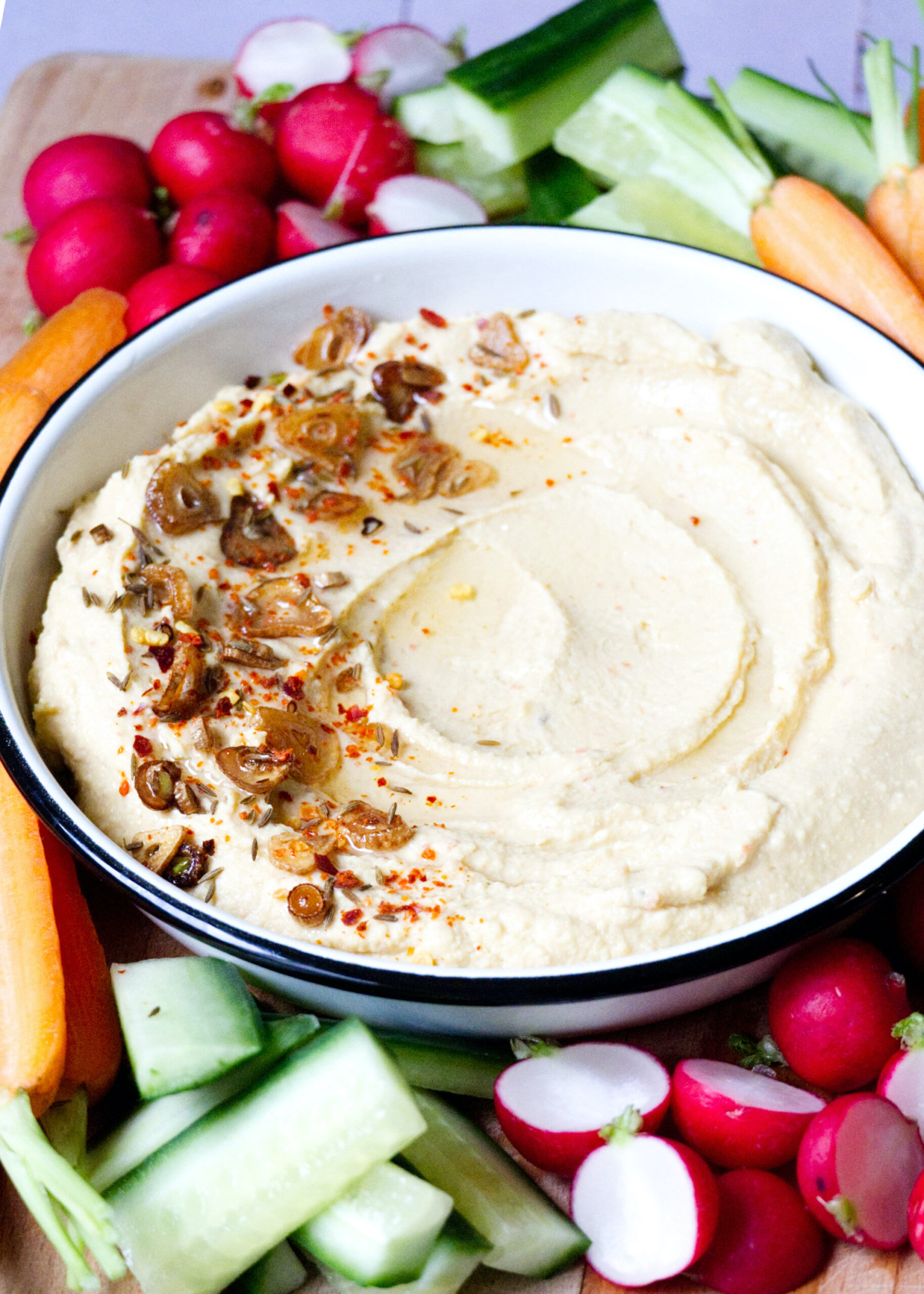 fried garlic hummus
